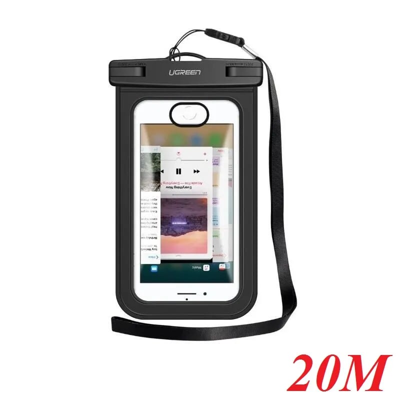 Túi đựng điện thoại chống nước trong suốt cho màn hình từ 4 đến 6.5 inch Ugreen 50919 tiêu chuẩn IPX 8 độ sâu 20m